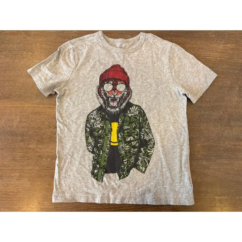 GAP Kids Winter Tiger Tee Shirt T-Shirt Top Boys Kids M 8
